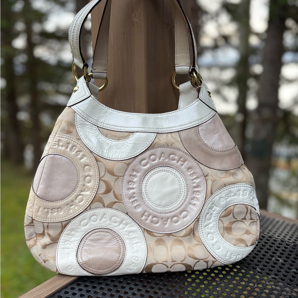 Coach Beige and White Women's Bag